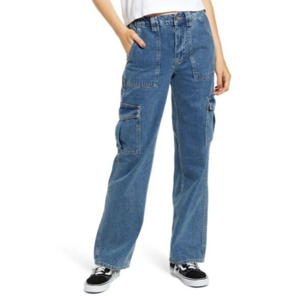 BDG Jeans Relaxed Skate Womens 24 High RISE Stretch Waist Straight LEG Cargo